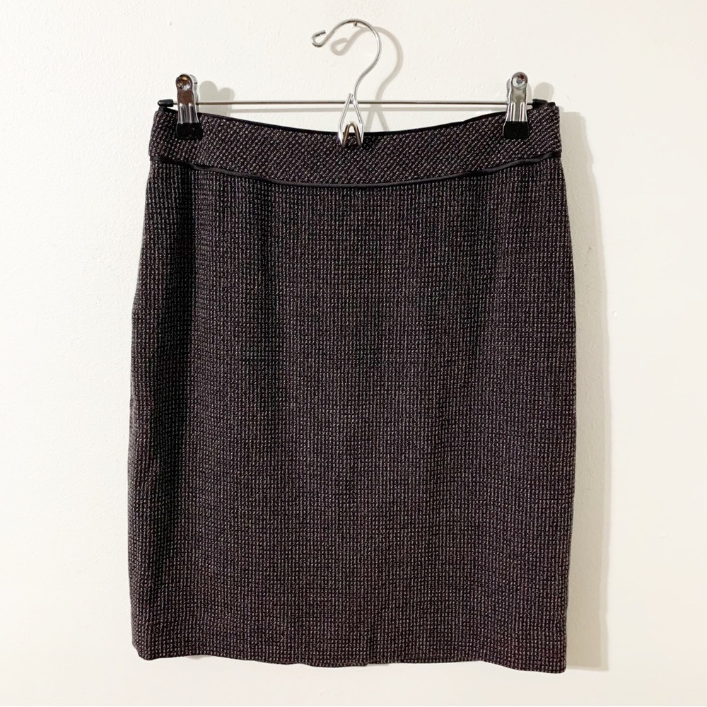 Ann Taylor Petites Wool Blend Tweed Fully Lined Pencil Skirt Piped Detail Zipper